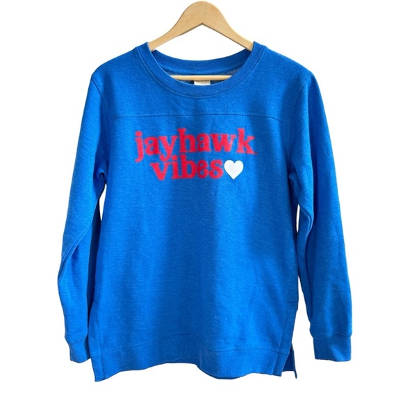 The Lyne Womens Blue‎ Crew Neck Long Sleeve Sweater "Jayhawk Vibe" Size S - Picture 3 of 13